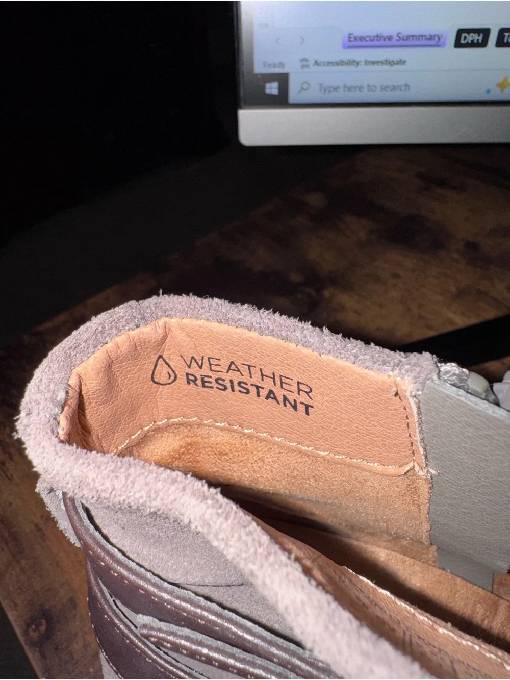 Vionic Tan Suede Ankle Boots with Dark Brown Straps